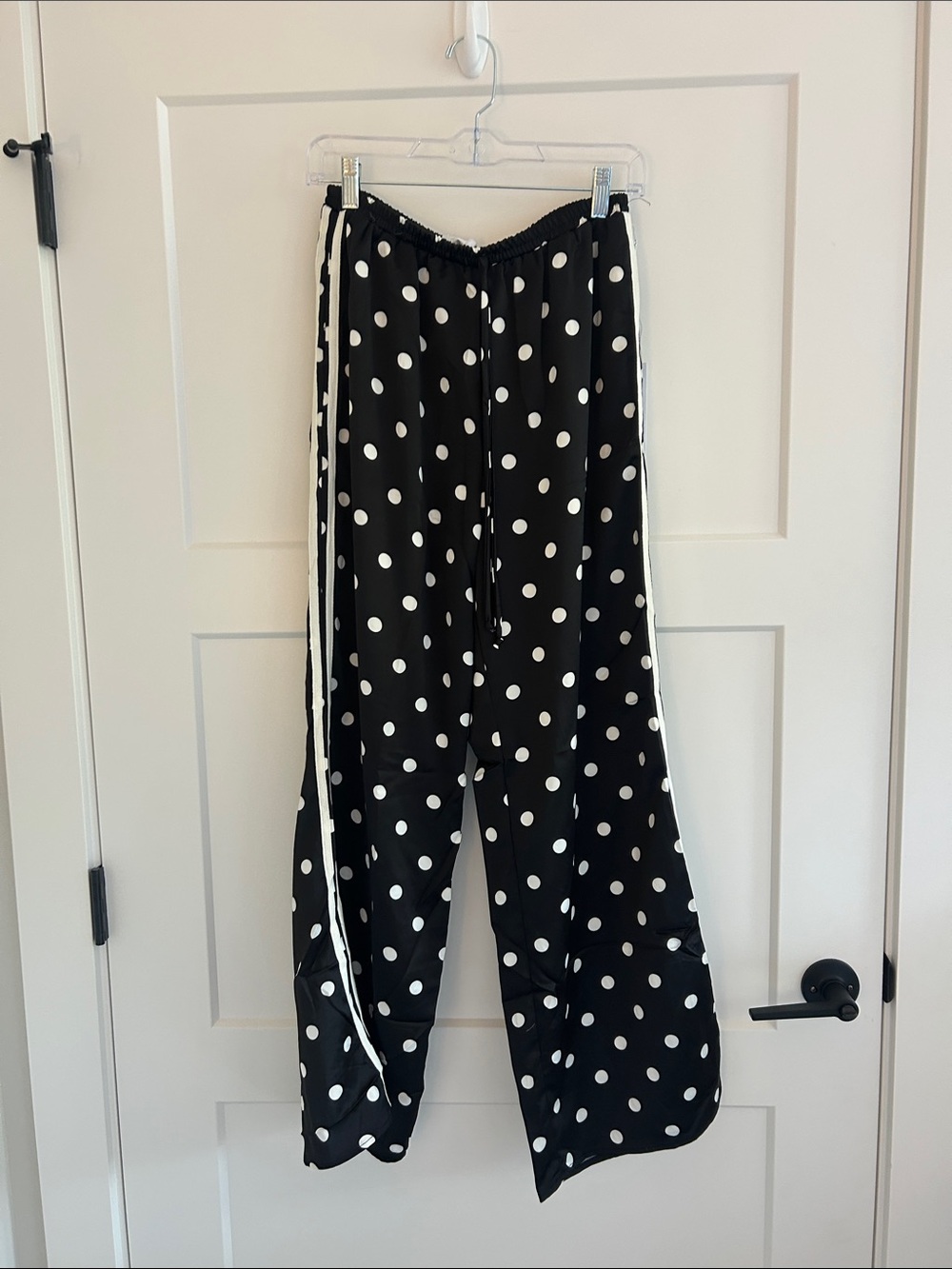 NWT Sienna Sky Polka Dot Wide Leg Pants Black White XL
